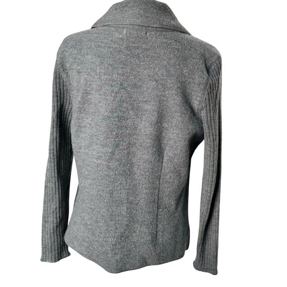 TWEEDS Womens Small Gray 100% Wool Cardigan Sweater Button Ribbed Raglan Sleeves - Picture 3 of 7